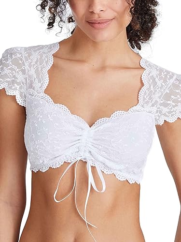 Nina von C. Dirndl-Bluse, Kurzarm Damen,38,Weiß im Sale